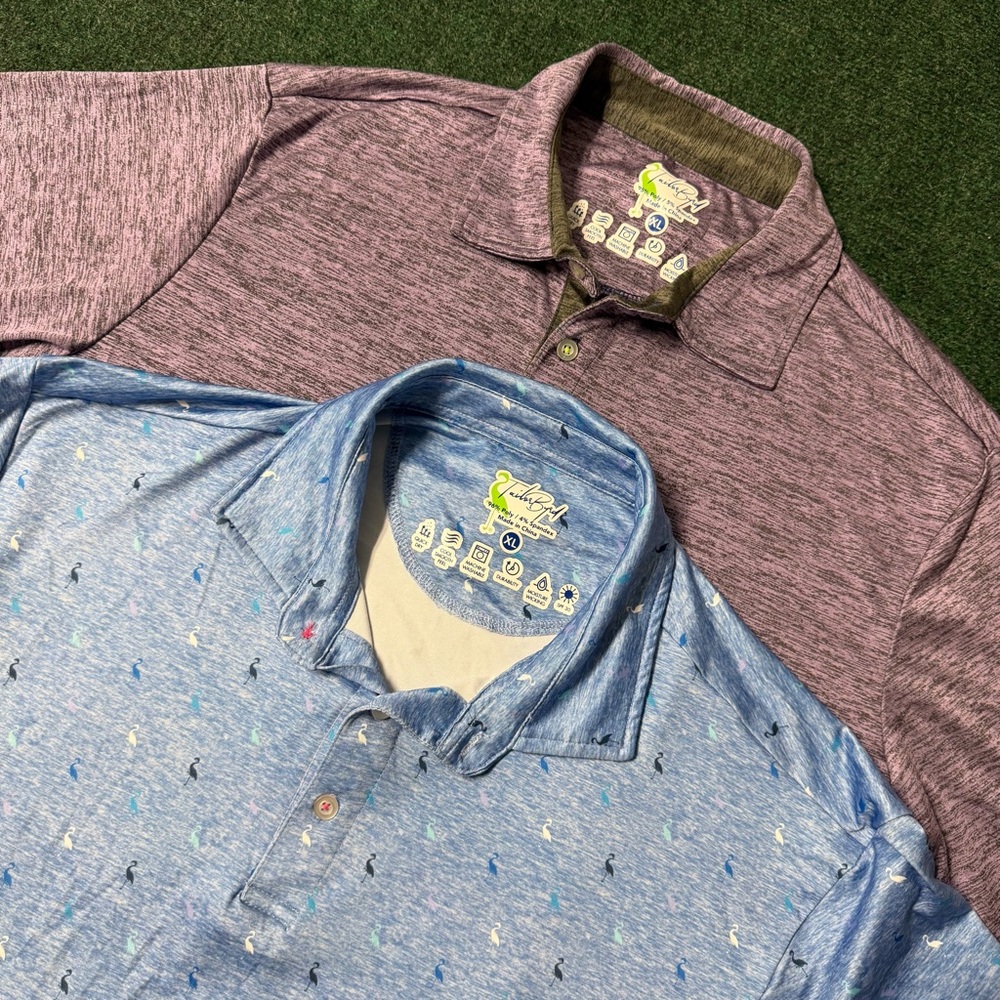 2 - Tailor Byrd Men’s Size XL Golf Polo Shirt Purple & Penguin Quick Dry
